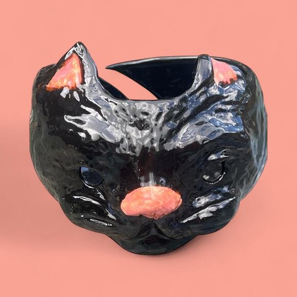 Black Cat Pottery Yarn Bowl/Tea Light or Candle Holder - Picture 15 of 16